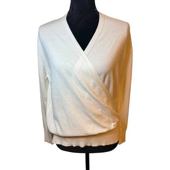 LA MIEL | Cream V-Neck Faux Wrap Sweater | Sz S - Picture 1 of 7